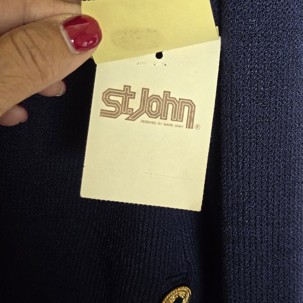 Vintage St. John Santana Knit Open Front Pocket Cardigan Sweater 8 - Picture 5 of 14